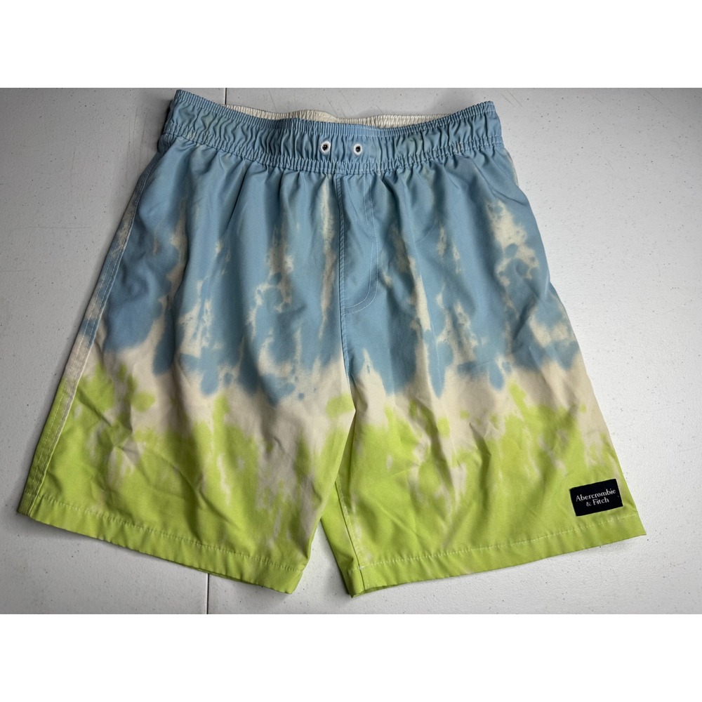 Abercrombie Kids Blue Lime‎ Green Tie Dye Swim Trunks Board Shorts Size 13/14
